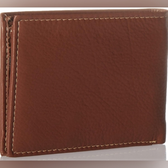 Timberland Men's Wellington Leather RFID Bi Fold Commuter Wallet In Cognac, New! - Picture 2 of 6